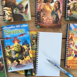 Recycled/Upcycled VHS Cover Notebook - Family Favourites - Shrek, Rugrats, etc