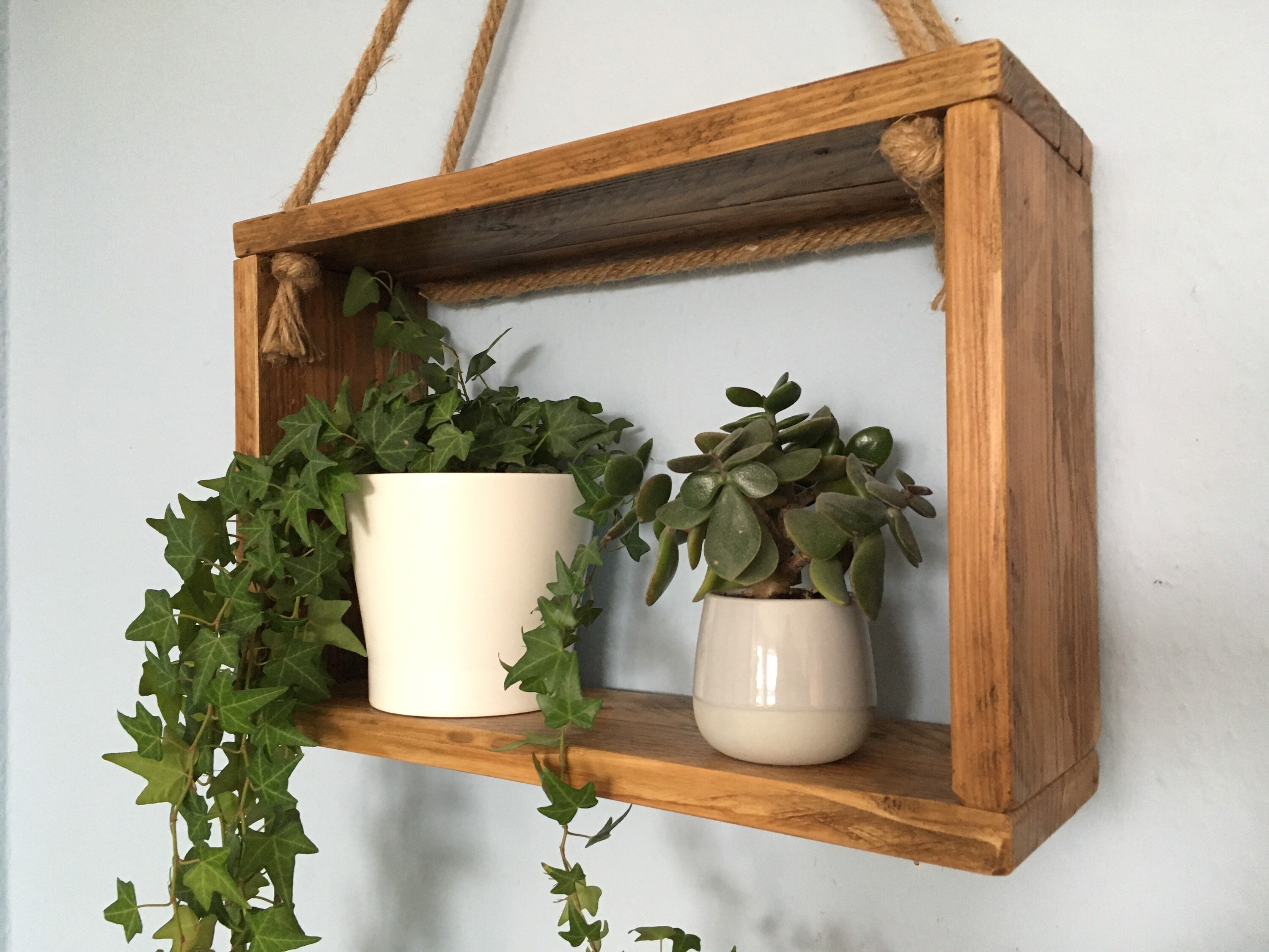 Large Rustic Wooden Hanging Box Shelf Etsy