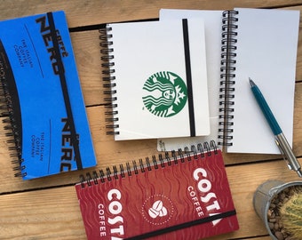 Libreta de taza de café reciclada/reciclada - Costa - Cafe Nero - Starbucks - Pret
