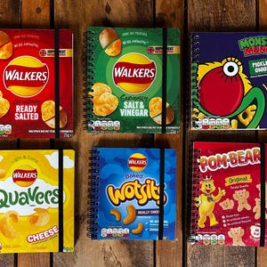 Recycled/Upcycled Crisp Packet Notebook - Walkers, Quavers, Kettle Chips,McCoys Etc