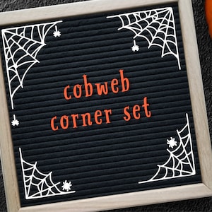 Halloween Spiderweb Corners -- Letterboard Accessories with Spooky Cobweb and Spiders