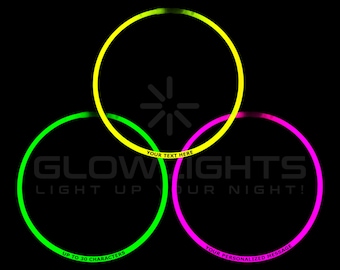 50 x Personalized 22" Glow Necklaces Light Sticks Imprinted w/YOUR MESSAGE Wedding Favors Birthday Party Dj Bridal Baby Shower Promotional