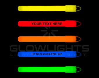 50 x Personalized 4" Glow Light Sticks Necklaces & Lanyards Imprinted w/YOUR MESSAGE Birthday Party Dj Wedding Favors Bridal Baby Shower