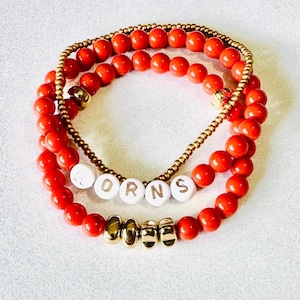 University of Texas Longhorns colored beaded bracelet