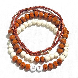 University of Texas Longhorns colored beaded bracelet