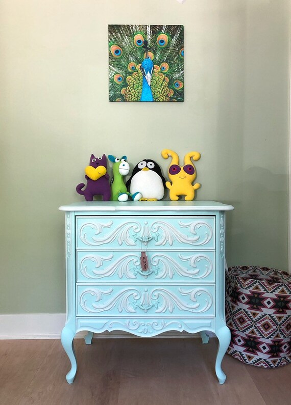 Mint Drawer Chest For Baby Kids Room Commode Antiek Vintage Etsy