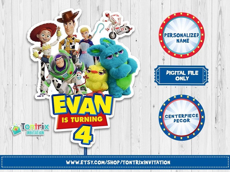 New Toy Story 4 Centerpiece Cake Topper Toy Story 4 Birthday Etsy
