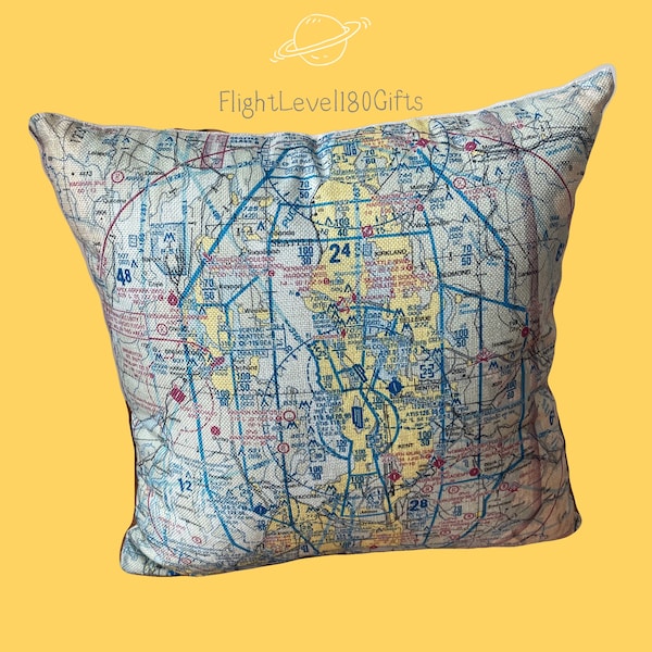 Custom Aviation Double Sided Pillow, U.S. VFR Charts, Themed Airport, First Solo Gifts, Pilot Gifts, Aviation Gifts, Home Decorative Pillows
