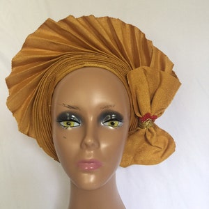 Fan autogele / ready to wear autogele / pre-tied gele / African headwrap/ Bridal accessory