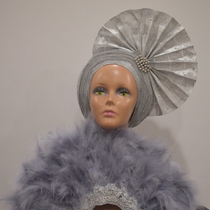 Side fan autogele / Pre-tied gele/ Ready to wear autogele / African head wrap /Nigerian head wrap / bridal accessory/ aso oke
