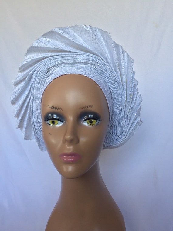 Fan Autogele / Two Tone Aso Oke / Pre-tied Gele / African  display picture 2