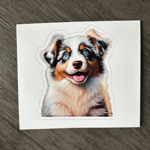 Australische herder vinyl sticker; Mini Aussie hond laptop sticker; Dierenliefhebbers; Cadeau schattige hondenrasaccessoires; Handgemaakte huisdiersticker