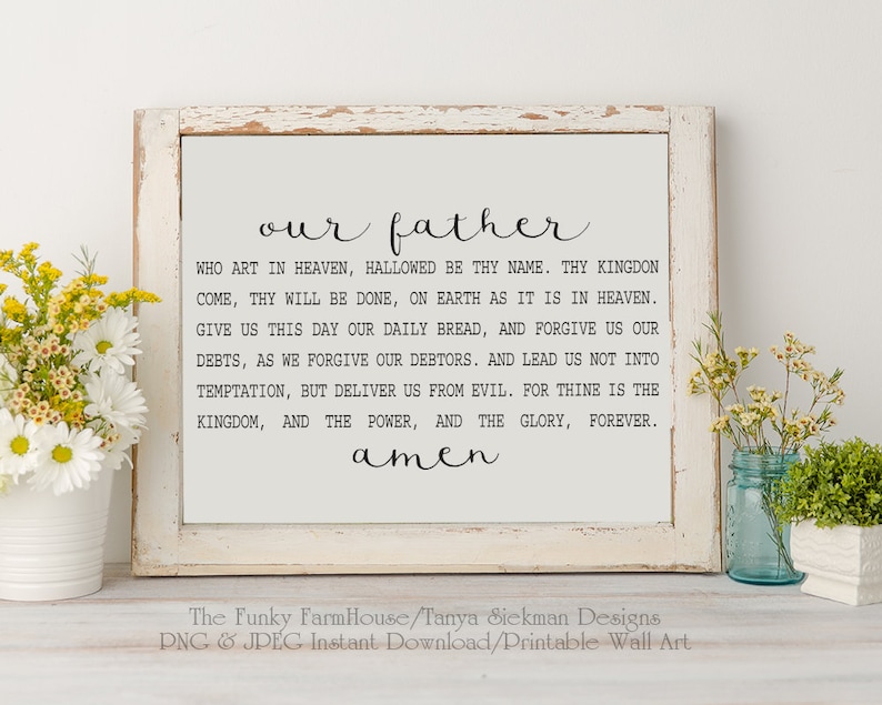 Our Father Who Art in Heaven the Lords Prayer Instant Download