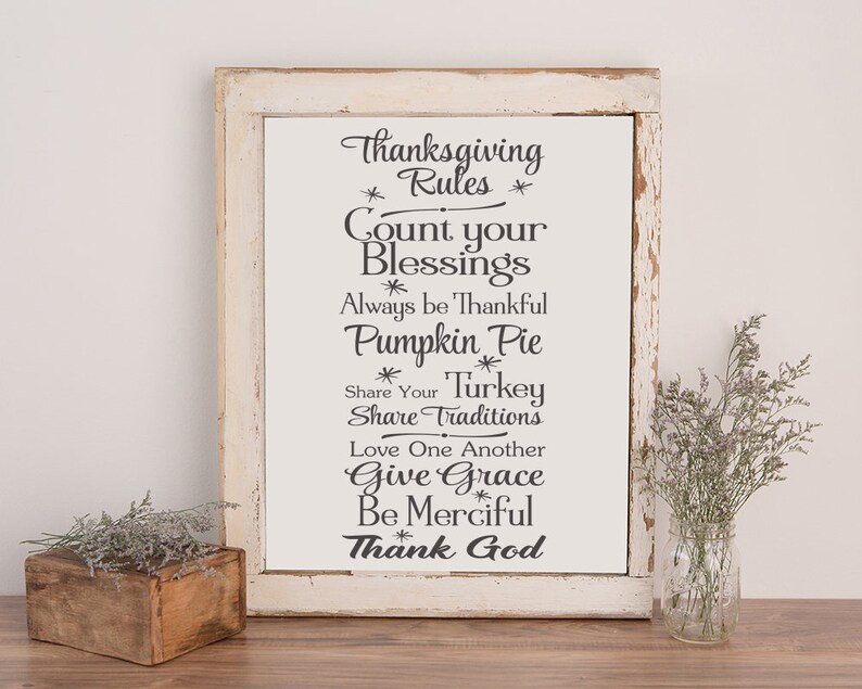Thanksgiving Rules Instant Download/printable Wall Art Etsy