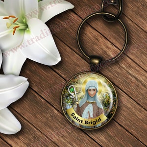 Saint St Brigid of Kildare, Ireland - bronze high quality keychain.