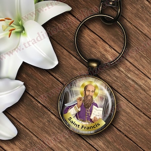 Saint St Francis de Sales - bronze high quality keychain.