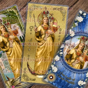 Imágenes plastificadas de Nuestra Señora de la Salud, Vailankanni, India. Estatua artística de Nuestra Señora de la Salud, Nuestra Señora de Vailankanni.