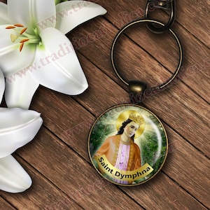 Saint St Dymphna, Ireland - bronze high quality keychain. Patron of mental disorders.