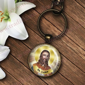 São São Lucas Evangelista - chaveiro em bronze de alta qualidade.
