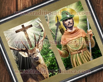 Saint Hubert Patron of Hunters Print Poster - Etsy