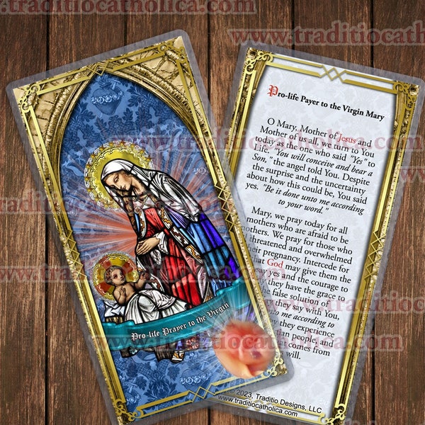 Pro-life prayer to the Virgin Mary - Catholic holy prayer cards