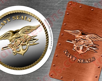 Navy Seals magnets, Navy Seals decal round 3.5 inch and rectangular magnet. Navy Seals magnet.