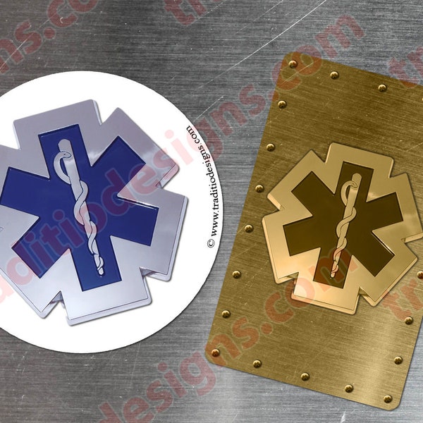 EMT, EMS Paramedic-magneten, EMT-sticker rond 3,5 inch en rechthoekige magneet. Paramedicus magneet.