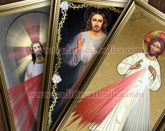 Jesus Divine Mercy handcrafted framed prints. 7x14 size. Prints are ready to hang.