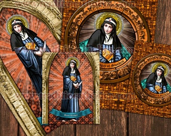 Saint Bridget of Sweden prints. Ready to frame. St. Bridget patron of widows and Europe.