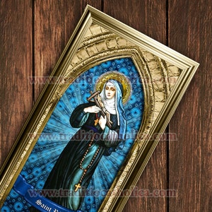 Saint Rita of Cascia stained glass handcrafted framed print. 7x14 size.