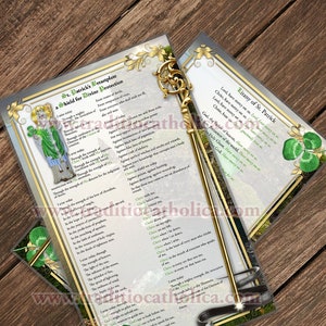 St. Patrick's borstplaat gebedsdevotie grote gelamineerde heilige gebedskaart. Devotionele kunst. Krachtig gebed. Litanie van St. Patrick
