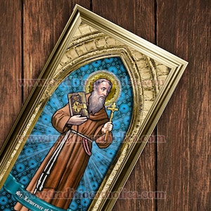 St. Laurentius von Brindisi in Handarbeit gerahmte Drucke. 18x14 cm groß. St. Laurentius von Brindisi Glasmalereikunst