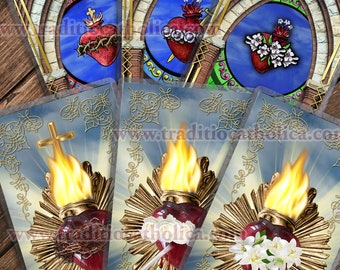 Needzo Gebetskarten Jesus Maria Josef Herzen – Laminiert, 5 Stück, 7,9 X 10,9 Cm