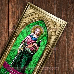 Saint Felicity of Carthage stained glass handcrafted framed print. 7x14 size.