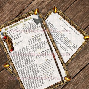 Saint Matthias the Apostle devotion large laminated Stained Glass Holy Prayer card. Devotional Art. Novena to St. Matthias