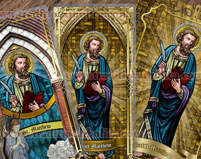 Saint Matthew 18k Yellow Gold Medal - Patron Saint of Bankers - Etsy