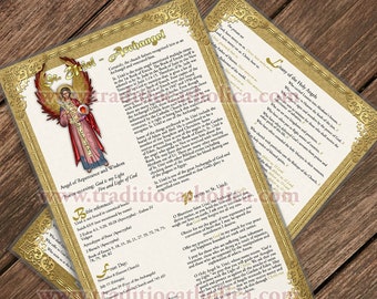 Saint St Uriel the Archangel large laminated icon style Holy Prayer card. Devotional Art. Angel prayers. 5mil Thick