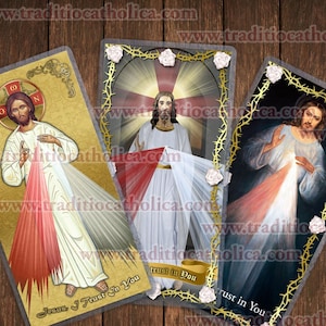 Divine Mercy Chaplet and Consecration Catholic Holy prayer Cards. Jesus Holy Cards.