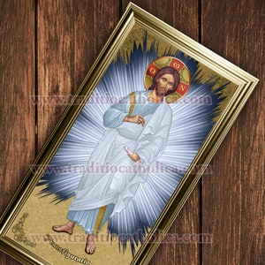 Transfiguration handcrafted icon framed print. 7x14 size. Print is ready to hang. Icon print of the Transfiguration of Christ.