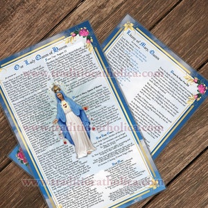 Nostra Signora, Regina del Cielo, immagine sacra laminata di grandi dimensioni. Arte devozionale. dimensione 7x11. Collezione Apparizioni di Maria. 5 mil di spessore