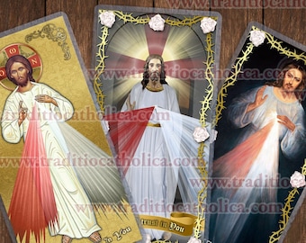Divine Mercy Chaplet and Consecration Catholic Holy prayer Cards. Jesus Holy Cards.