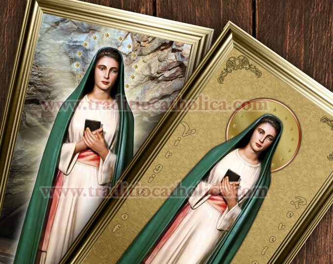 Virgin of Revelation Handcrafted Framed Prints. 7x14 Size. Virgin of