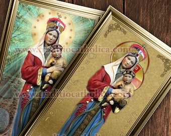 Stampe incorniciate artigianali raffiguranti la Madonna della Cina. Formato 7x14. Statua cinese.