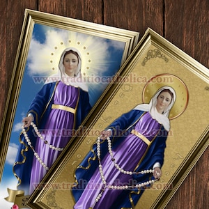 Our Lady of Tears handcrafted framed prints. 7x14 size. Our Lady of Tears Statue