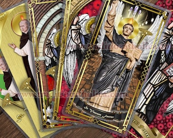 St. Vincent Ferrer, Angel of the Judgement - Stained Glass, Icon and statue art Holy Prayer cards. Intercession prayers.
