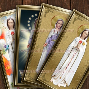 Maria Rosa Mystica, Italy handcrafted framed prints. 7x14 size. Apparitions of Mary. Rosa Mystica Statues