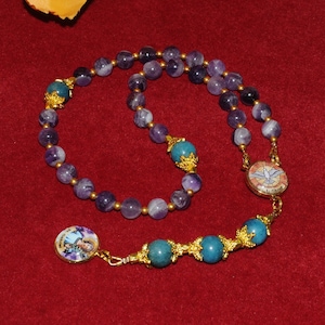 Saint Gabriel Royal Limited Edition Precious Chaplet with large stones, 18K Gold plated components & prayer card. St. Gabriel Chaplet