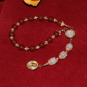 St Philomena Royal Limited Edition Precious Chaplet with 18K Gold plating, quality precious stones & prayer card. Chaplet of St. Philomena