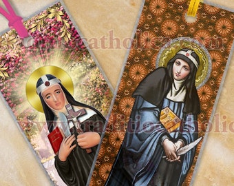 Saint Bridget of Sweden laminated CLEAR see-through and Quote Catholic Bible Scripture bookmarks. Saint Bridget stained glass & Statue Art.