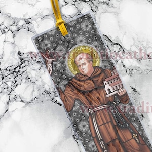 Saint Junipero Serra CLEAR See-Through laminated Bible Scripture bookmark.